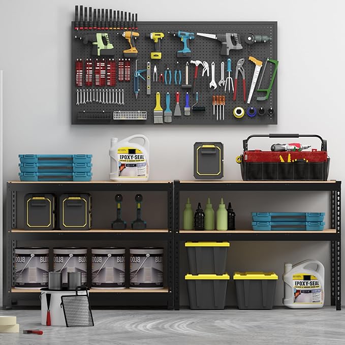 PrimeZone 48" W x 18" D x 72" H Garage Shelving Heavy Duty - Adjustable Metal Storage Shelves, 5 Tier Industrial Shelving Unit, Utility Shelf Rack for Basement, Warehouse, Pantry, Closet, Black