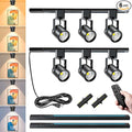 Plug in Track Lighting with Power Cord & Remote, 6-Light LED Track Lighting Kit with 6.6FT H Track Lighting Rails, Modern Kitchen Plug in Ceiling Lights Fixtures, 10W Black