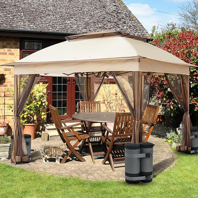 COOS BAY Canopy Weights Set of 6, 270 lbs, Sand Bags for Weight, Sandbag Weights for Canopy Tent Legs, 600D Heavy Duty Gazebo Weights, Sand NOT Included, Gray
