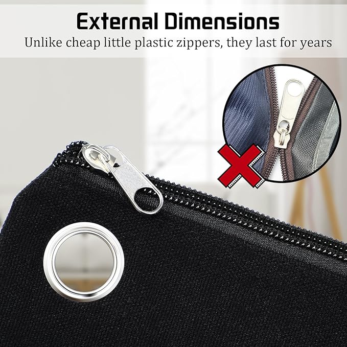 20 Pcs Interoffice Mailer Canvas Transit Sack Zipper Bag 18" x 14" Large Zipper Pouch with Grommet Interoffice Mail Bag (Black)
