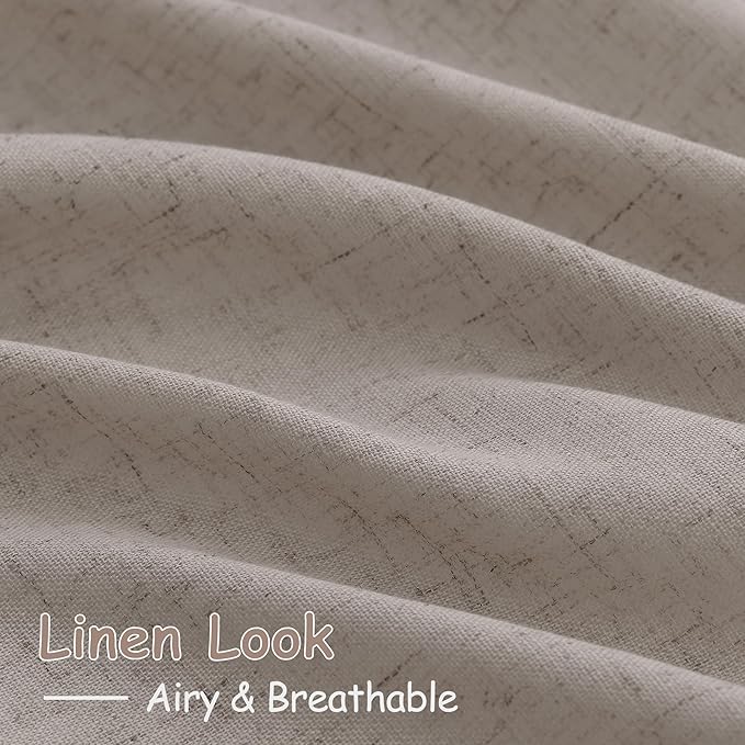 Nanspring Stone Beige 72 Inch Curtains for Living Room Linen Luxury Light Filtering Semi Sheer Curtain Back Tab Simple Modern Elegant Farmhouse Decor Drapes for Bedroom Office 52x72, 2 Panels