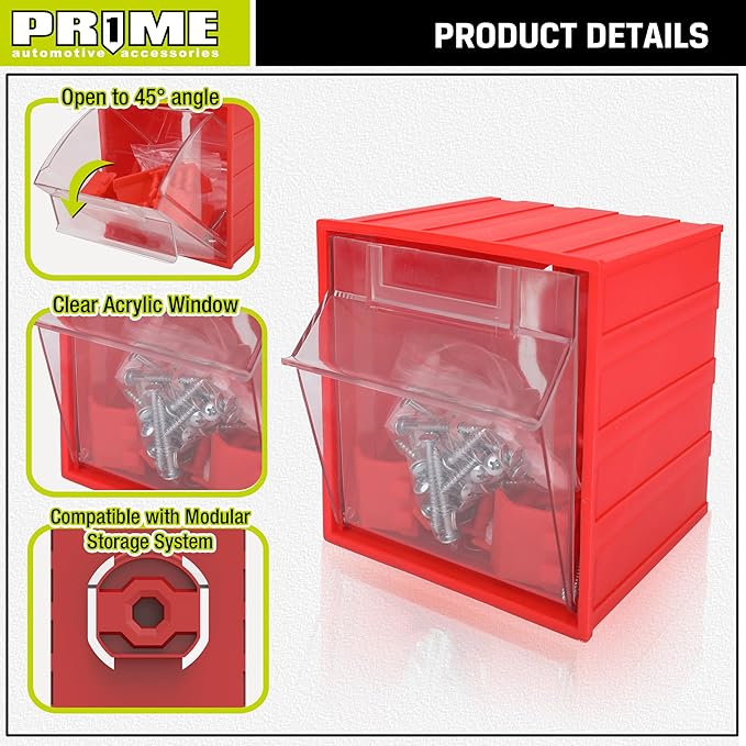 PR1ME 1 Pack Wall Mounted Storage Bins, Garage Hanging Storage Organizer Bins for Screws, Nuts, Bolts, Nails, and Small Hardware Parts