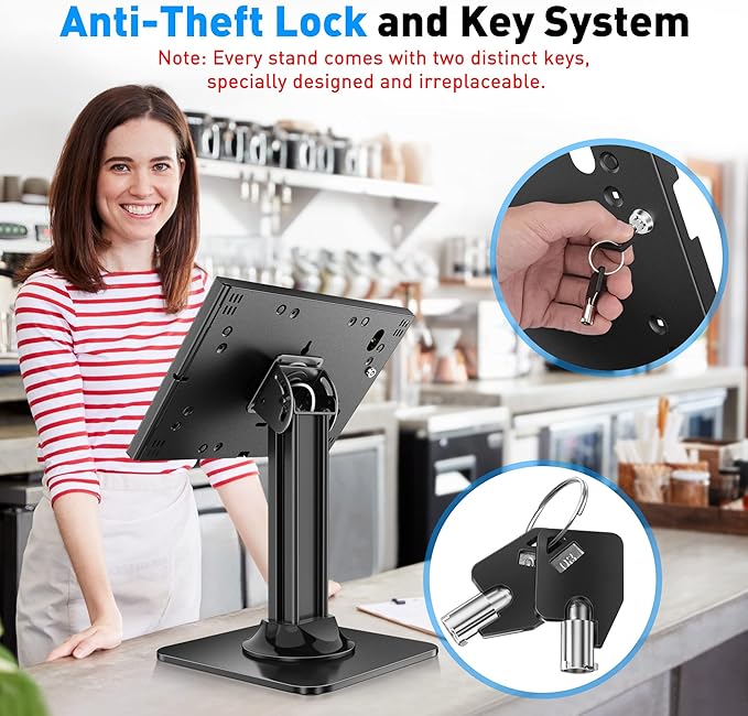 AboveTEK Anti Theft Desktop Kiosk Tablet Security Stand, Compatible with 10.2 and 10.5" Tablets Black