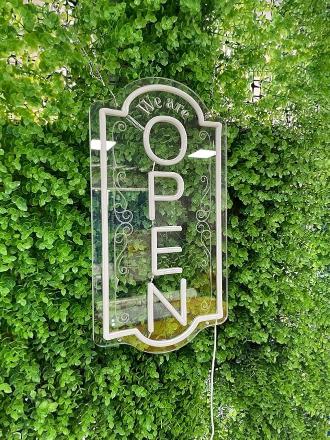 Vertical open sign Vertical Open Led Sign Neon Sign business window light vertical open signs for business (Warm white, 16.5x9'')