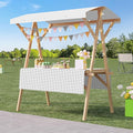 Outdoor Vendor Cart, Portable Cart with Canopy, Movable Stall Display Stand, Foldable Vending Stand Kiosk Display Trolley with Canopy, for Market, Street Food, Events(White 1,150cm/59in)