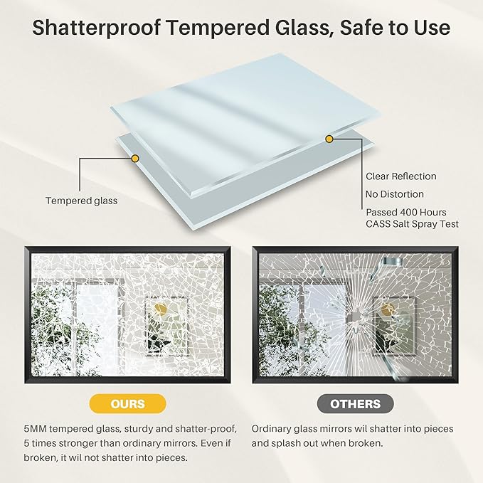 36x36 Inch Black Bathroom Mirror for Wall, Thick Metal Framed Rectangle Mirrors for Over Sink, Bedroom, Living Room, Entryway, Anti-Rust, HD Tempered Glass