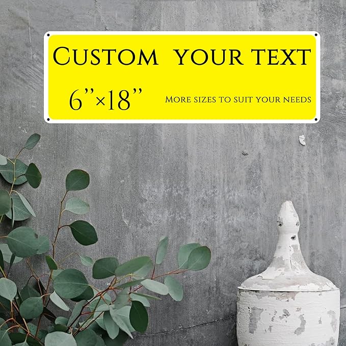 Custom Sign, street signs customized，Aluminum Weatherproof Metal Sign Multiple Sizes, Customize for House numbers, bars, cafes,Business, Workplace, office, Home, Delivery Signs(6 * 18 Inch)