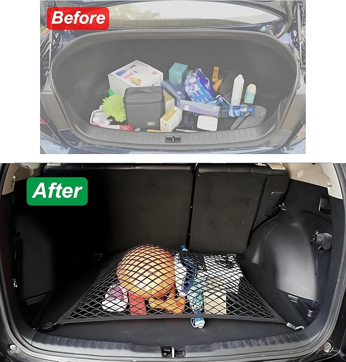 Elastic Cargo Net for SUV, Trunk Net with Hook, Car Net for Trailer, Truck Bed Netting Cover Storage,40"x 24" Stretch to 79"x43"for Universal Organizer, Luggage Cover