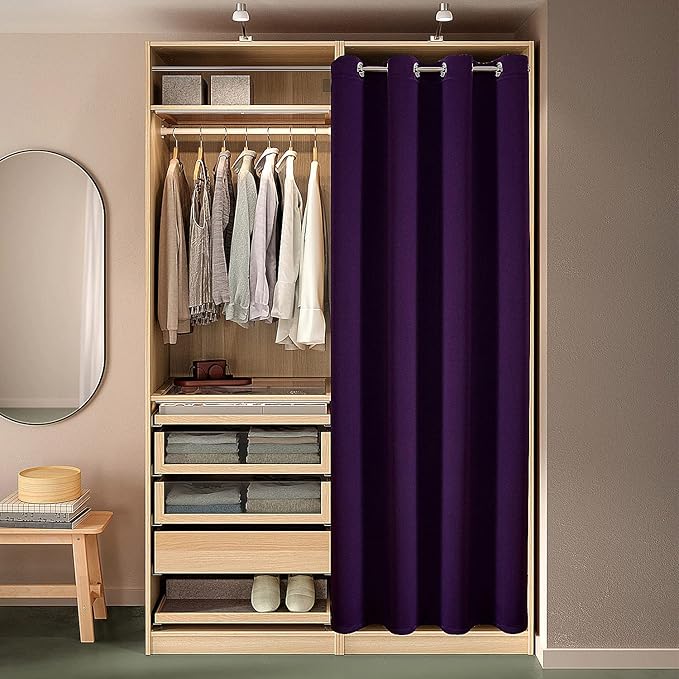 ChrisDowa Blackout Door Curtains for Doorway Privacy, Grommet Closet Curtains for Bedroom Closet Door, Thermal Insulated Doorway Cover Room Divider Drapes (1 Panel, Royal Purple, 34 x 80 Inch)