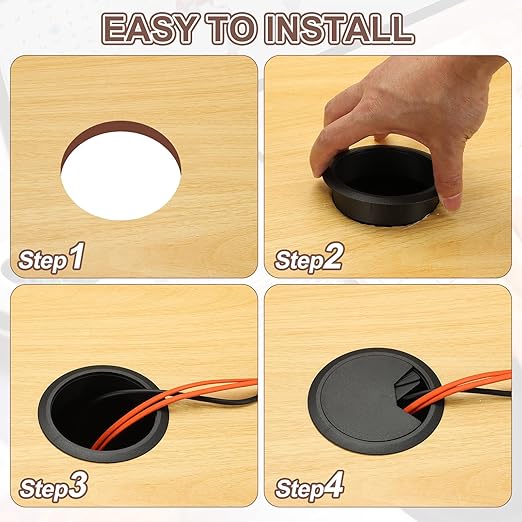 PATIKIL 3 Inch Desk Grommet, 6Pcs Cable Grommet Wire Management Cable Hole Cover Cord Organizer for Office Home Table Countertop, Silver