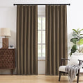 DUALIFE Chocolate Brown Pinch Pleated Blackout Curtains 90 Inches Long, Back Tab with Hooks, Linen Full Black Out Thermal Insulated Track Curtain for Bedroom Living Room,40" Wx90 L, 2 Panels