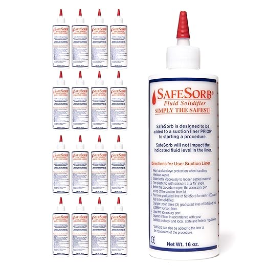 DiSorb Spill Absorbent Powder - Clean Up Bodily Fluids, Blood, Vomit, Urine, Diarrhea - Fluid Solidifier for Daycares, Buses, Schools, Hospitals, Restaurants - 16000cc - 16 Bottles Per Case