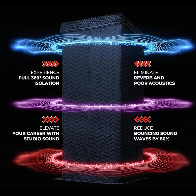 'Snap Studio' XL Portable Recording Booth | '#1 Vocal Booth' Rolling Stone | Record Crisp Dry Echo-Free Vocals at Home or On-The-Road | The Original & Best Studio Booth, Trusted By Singers & Voiceover