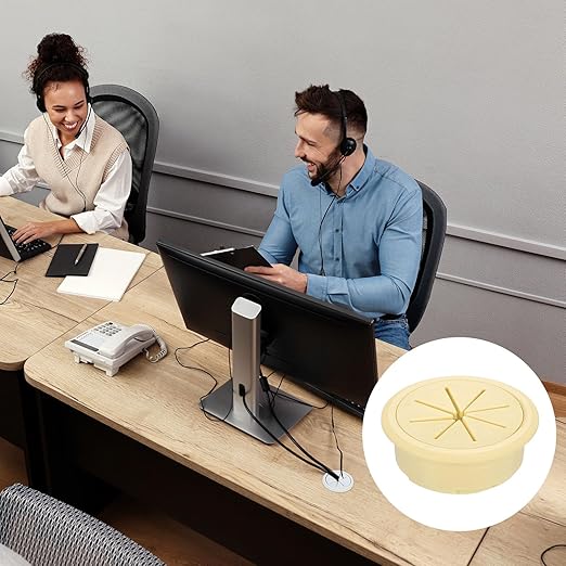 uxcell 4 Pcs Desk Grommet, 1.97 inch 50mm Desk Cable Hole Cover Wire Hole Insert for Home Office Table Cabinet Cord Organizer, Beige