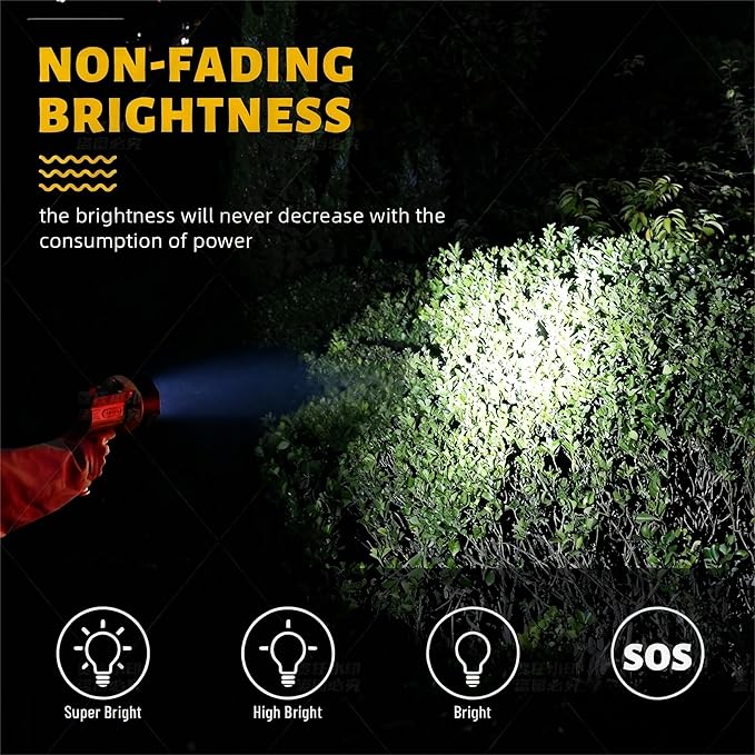 Rechargeable Spotlight Floodlight Combo 1000,000 High Lumen LED, IP67 Waterproof Spot Light COB Flood Light, Impact Resistant Handheld Spotlight with Foldable Stand and Detachable Red Lens