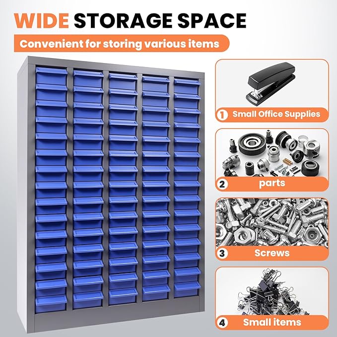 75 Drawers Bolt and Nut Tool Storage Cabinet, Large Capacity Parts Organizer with Label Stickers for Screws, Nuts, and Bolts