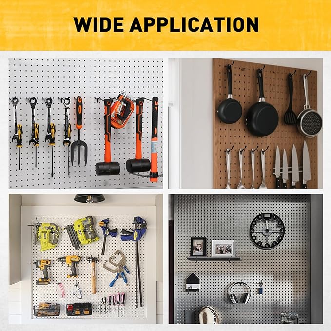 ELEAD 60-Piece 2 Inch Extra Thick Pegboard Hooks, Heavy Duty Peg Board Organizer Accessories, Peg Board Tool Hangers Fit for 1/4" Pegboard Hanging Tools Garage, Workshop, and Craft Storage