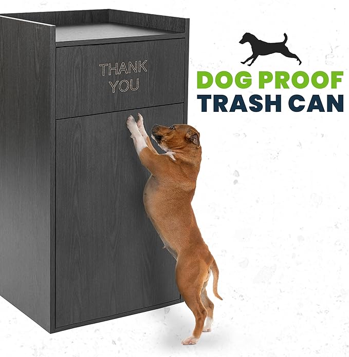 Alpine Industries Restaurant Trash Can Cabinet - Commercial Trash Can 40 Gallon, Garbage Receptacle Indoor with Tray Holder for Restaurants, Cafeterias (Espresso Black)