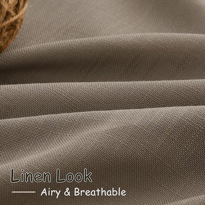 Dark Taupe Linen 102 Inch Long Curtains for Living Room 2 Panels Back Tab Pocket Semi Sheer Light Filtering Curtains Bohemian Rustic Solid Color Drapes for Sliding Glass Door Bedroom 40x102 Inches