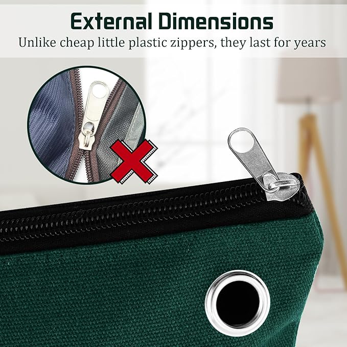 2 Pcs Interoffice Mailer Canvas Transit Sack Zipper Bag 18" x 14" Large Zipper Pouch with Grommet Interoffice Mail Bag (Green)