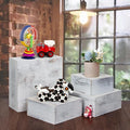 4 Pieces Wooden Cake Stands,Antique White Cupcake Stands for Display,12 inches Square Wooden crates,Wood Display risers for Wedding,Birthday Party,Christmas,etc. (Antique White)