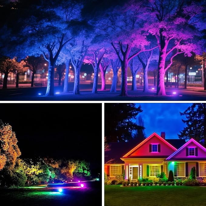 Remon LED Flood Light Outdoor 800W Equivalent 8000LM Smart RGB Landscape Lighting with APP Control, DIY Scenes - Timing - Warm White 2700K - Color Changing Uplight, IP66 Waterproof, 43 Modes (2 Pack)