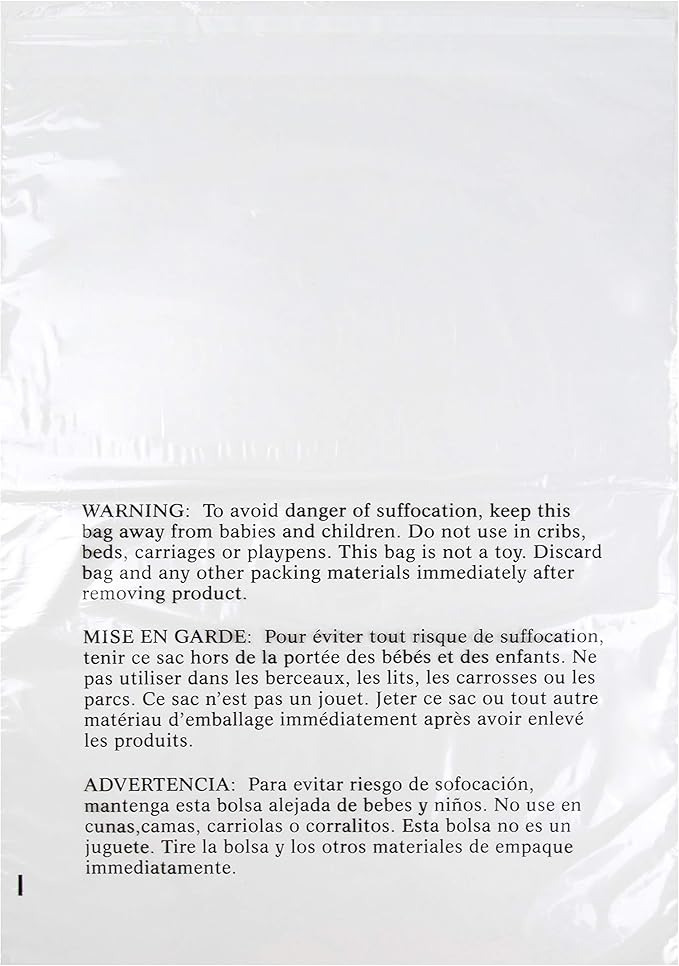 Poly Bags with Suffocation Warning - 20x24 Resealable - 100 Pack - Clear Poly Bags - Retail Supply Co