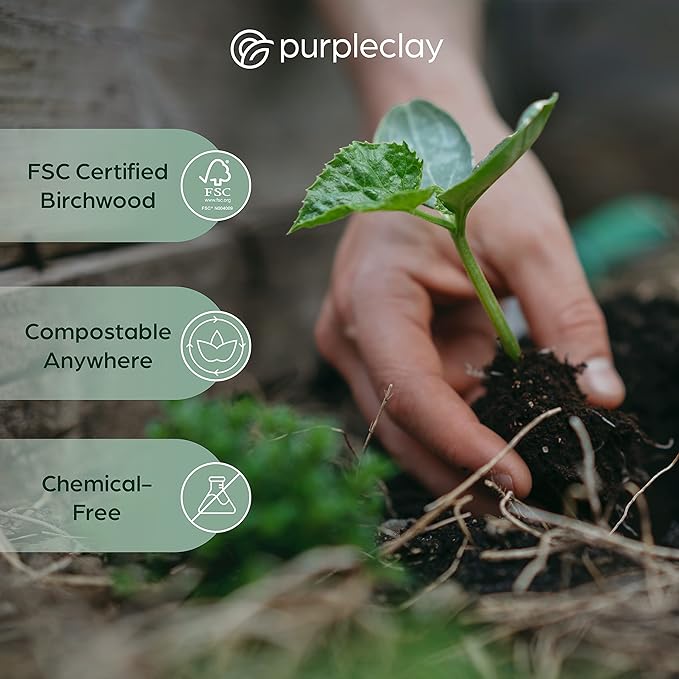 PURPLECLAY Wooden Disposable Utensils Set, 360 PCS Compostable Silverware (120 Forks, 120 Spoons, 120 Knives) Eco Friendly, Plastic-Free Cutlery for Parties & Catering, Alternative to Bamboo Utensils
