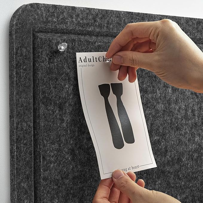 Bulletin Board, 36 x 24 inches Felt Board - Decorative Pin Board, Cork Board Alternative for Wall, 3' x 2' Foldable Self-Adhesive Vision Board Prayer Board with 20 Pushpins - Dark Gray