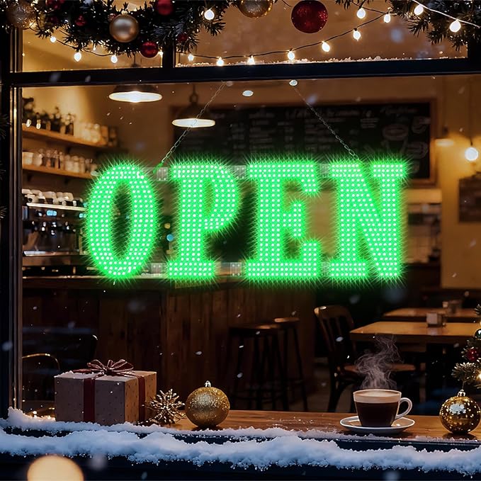 40" x 14" Large LED Open Signs with Remote Control 14 Modes Dimmable Open Sign for Business Window Stores Retail and Restaurant Green