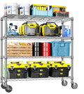IZEUK 4-Tier Heavy Duty Metal Wire Shelving Unit, Adjustable Storage Rack Organizer for Garage, Kitchen, Office, Pantry, Warehouse (Chrome, 17.7" D x 47.2" W x 59.1" H)