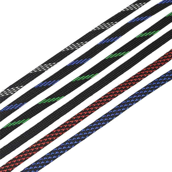 30ft PET Expandable Sleeving Wire Cable Sleeve (1/4", Blue&Black)