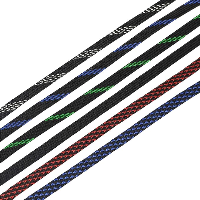 30ft PET Expandable Sleeving Wire Cable Sleeve (2/3", Steel Blue&Black)