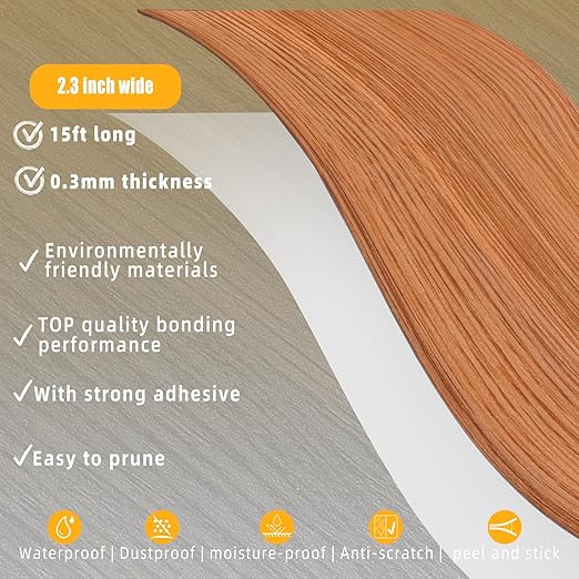 GSCIT Club Wood Grain Repair Tape, 2.3 inch X 15ft Self Adhesive Red Oak Grain Repair Patch for Tables, Chairs, Baseboards, Doors, Windows, Floors, Handicraft DIY.
