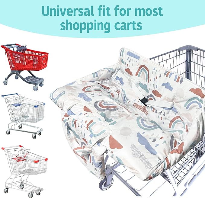 Shopping Cart Cover for Baby,2-in-1 High Chair Cover with Portable Cloth Bag,Cart Seat Pad for Babies Grocery Cushion Cover Restaurant,Suitable for All Supermarkets
