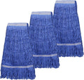 3 Pack Heavy Mop Replacement Head,Commercial Industrial Grade Blue Cotton Ring Heads，for Heavy Commercial Industrial Residential Areas -Blue Cotton Looped Replace Mop Head (Deep Blue)