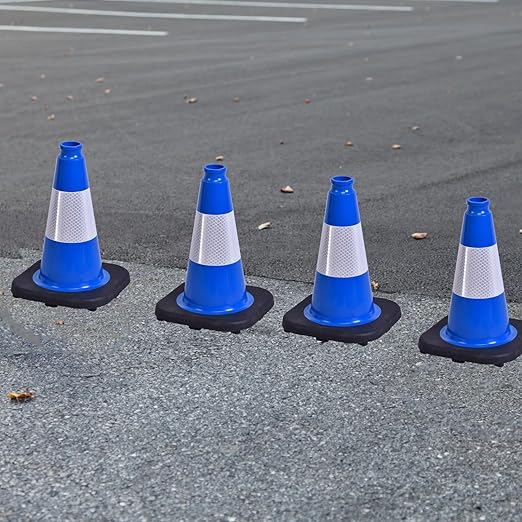 6 Pack 12 Inch Blue Reflective Traffic Cones, Black Base Mini Safety Cones for Event Setup, Reserved Parking, and School Activities (6, Blue, 12 Inch)