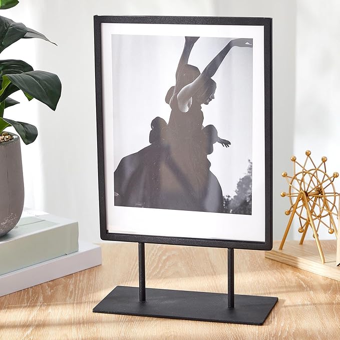 Zhengmy Tabletop Sign Holder with Flat Base Double Sided Countertop Sign Holder Desktop Display Stand Metal Poster Display Stand for Office Store Restaurant Hotels, Black (11" X 8.5",Vertical,2 Pcs)