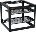 ECHOGEAR 10U Network Rack - Wall Mountable Heavy Duty 4 Post Design Holds All Your Networking & AV Gear - Open Frame Design Includes 2 1U Vented Shelves & Mounting Hardware