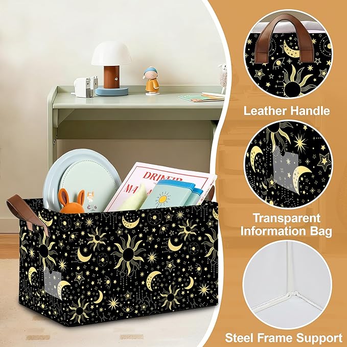 Decorative 32L Starry Night Sky Storage Bins with Handles, Organization and Storage, Cube Storage Organizer for Hamper, Nursery