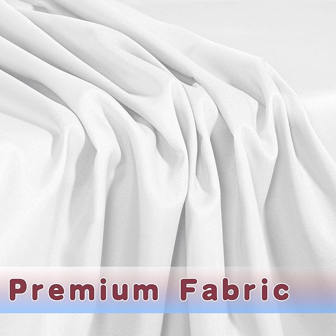 HolidayIdeas White Tablecloths for Rectangle 8 Foot Tables - 96 x 30 Inch - 2 Pack Fitted Tablecloths Polyester Fabric Table Cover for Parties, Wedding, Trade Show