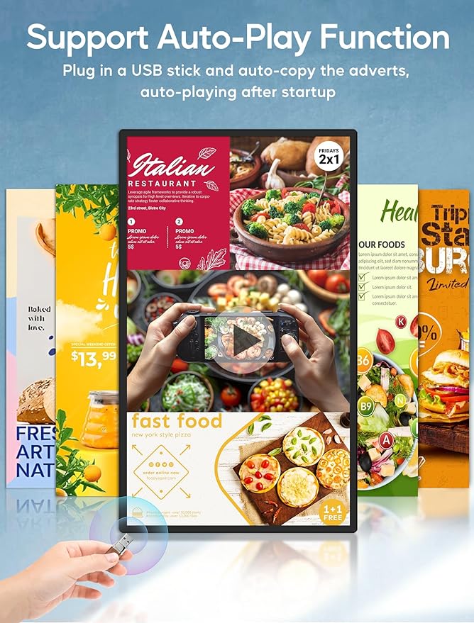 15.6" Digital Signage Capacitive Touchscreen Advertising Display with Adjustable Stand, 10000mAh Battery, Android 11 Commercial LCD Monitor with Auto Play, Wireless Screen Mirroring, 4+64GB