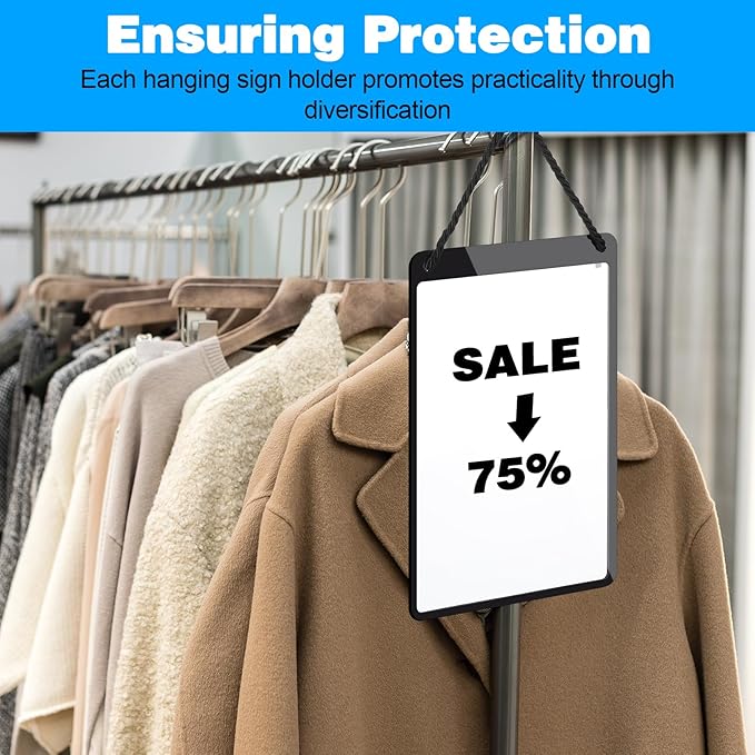 6 Pcs Business Retail Hanging Sign Holder 8.3 x 5.8 Inch Plastic Advertising Signage Sign Holder Craftsman's Stall Clear Poster Frame for Store Supermarket Exhibition Mall Restaurant Display