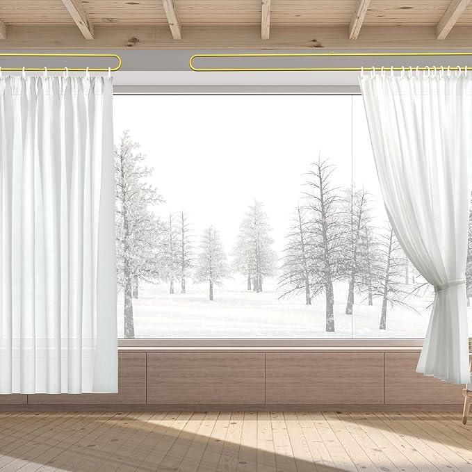 Privacy Curtains for Room Divider, Metal Support Wall Mounted Privacy Curtain, U-Shape Portable Room Divider Curtains for Fitting Room Beauty Salon Bedroom and Hospital,1 Panel, 8.53ft (White)