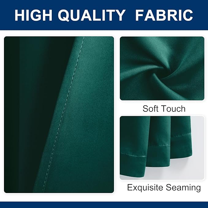 Hiasan Christmas Patio Sliding Door Curtains Privacy Room Divider Blackout Thermal Insulated Curtains with Back Tab & Rod Pocket for Glass Door Bedroom Partition(100 x 96 Inches, Hunter Green)