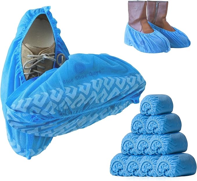 Premium Disposable Boot & Shoe Covers Booties | 50 Pack | Durable, Non-Slip, Non-Toxic, Water Resistant, Recyclable Protectors for Indoor & Outdoor | Large Size Fits Most Shoes