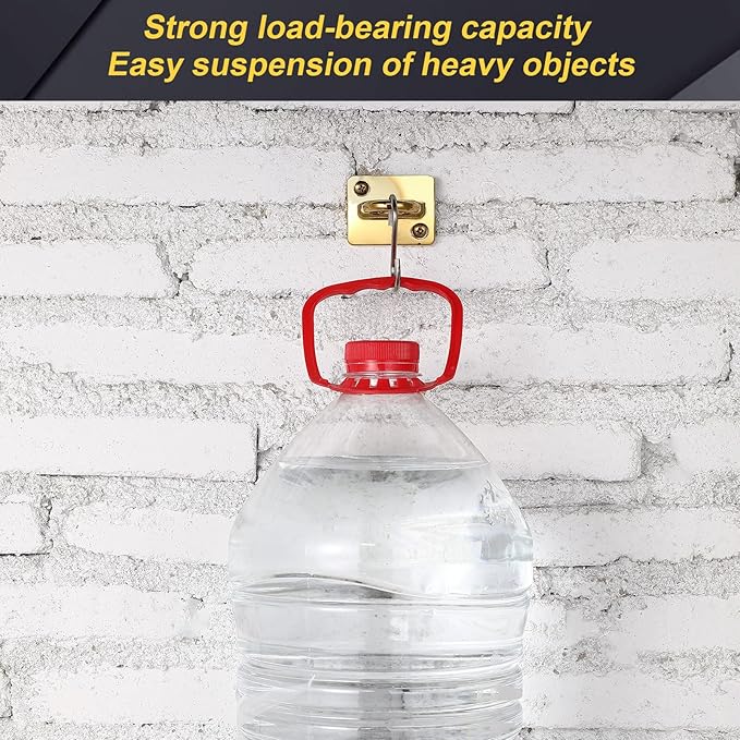 2 Pcs Gold Large Loop Wall Plate Metal Post Queue Line Barrier Hanging Circle Hook Rope Safety Barriers for Movie Theaters Grand Openings Auto Shows Hotels Velvet Stanchion VIP Rope Crowd Control