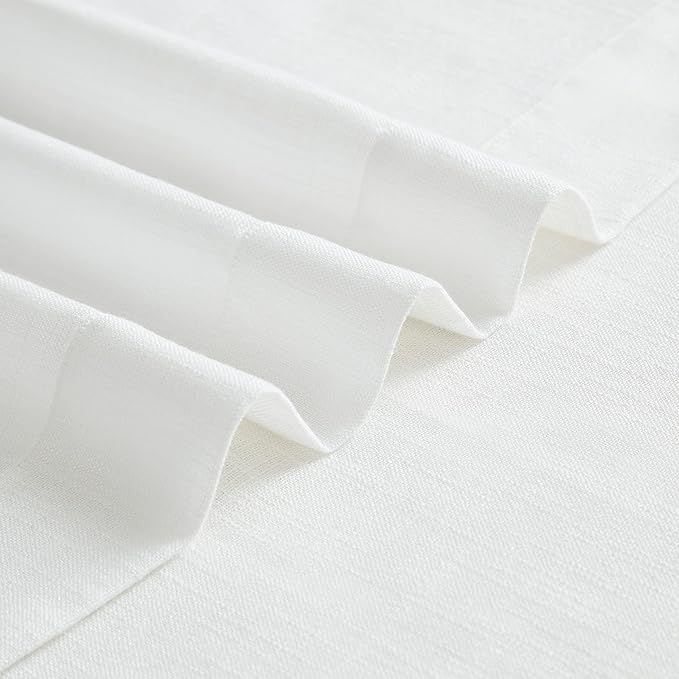 Vision Home White Pinch Pleated Semi Sheer Curtains Textured Light Filtering Window Curtains 72 inch for Living Room Bedroom Patio Rayon Blended Pinch Pleat Drapes with Hooks 1 Panel 60" Wx72 L