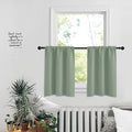 PONY DANCE Sage Green Window Curtains for Kitchen 36 inch Long, 2 Panels Set Half Window Drapes for Bedroom Basement, Blackout Small Curtains for Travel Trailers, Width 34 x Length 36 inches