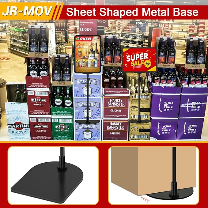 Tabletop Sign Holders 8.5 x 11, Adjustable Floor Standing Sign Holder Stand for Table Top, Black Double-Sided Poster Stands for Display Vertical Horizontal View, Fit Retail Event, 2 Pack